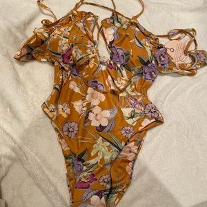 - Power 2 the Flower swimsuit Farrah floral marigold